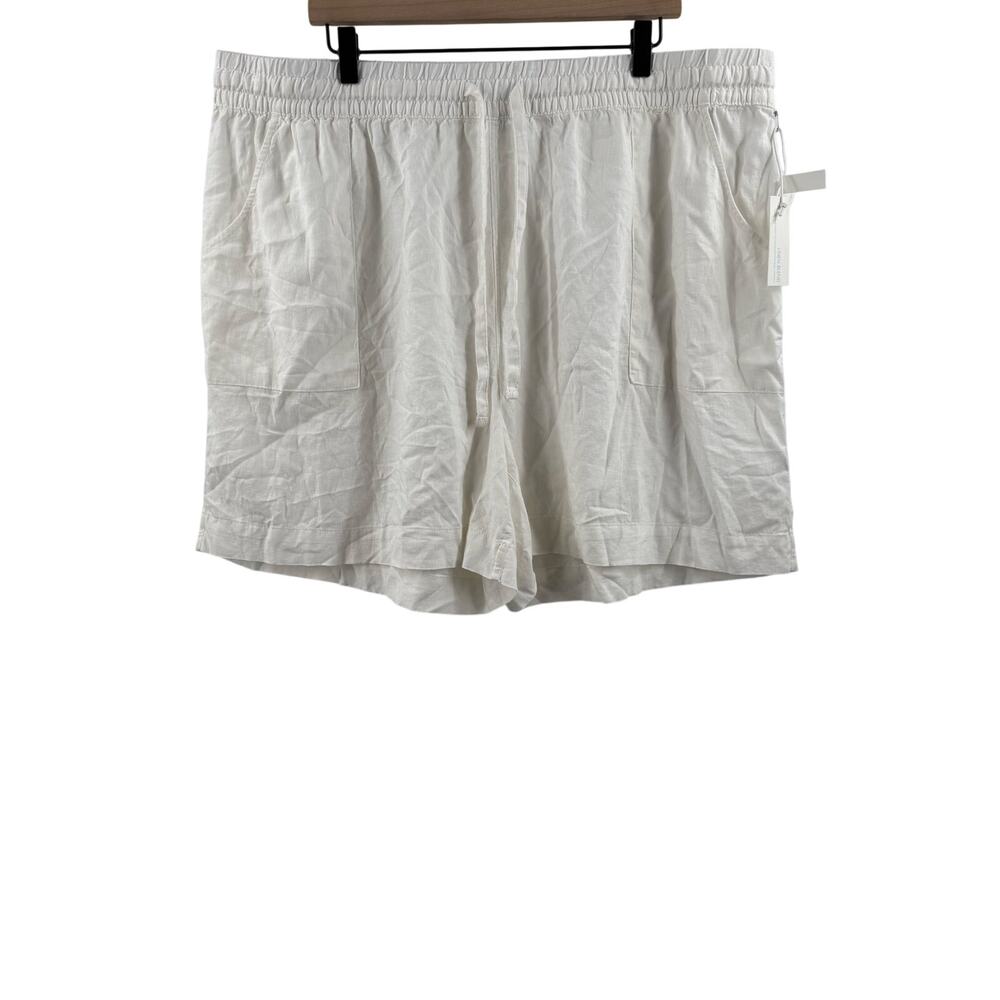 Cynthia Rowley Shorts Size 2X Linen Blend White Drawstring Pull On Pockets NWT
